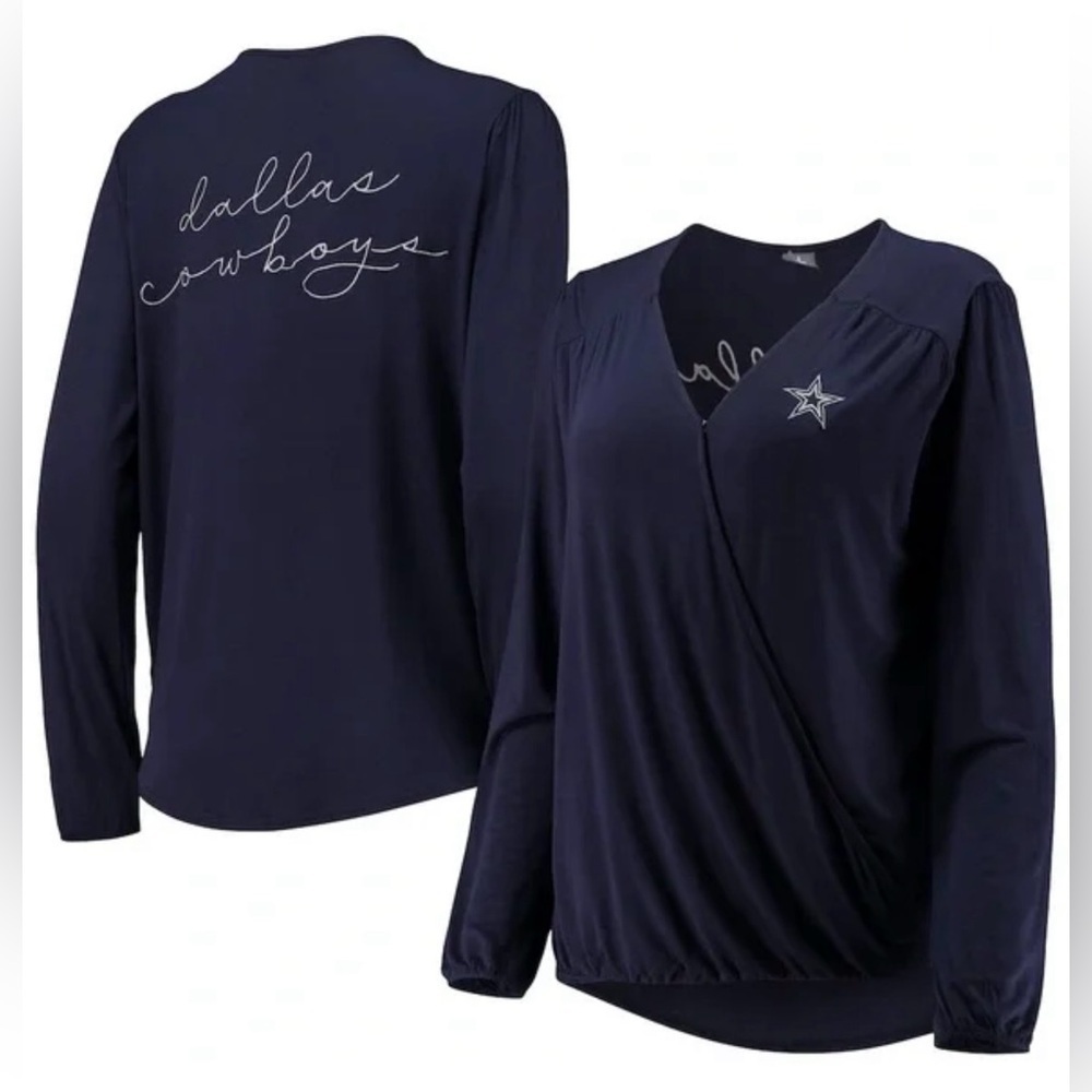 Dallas Cowboys Women's Meryl V-Neck Long Sleeve Blue T-Shirt Size M Casual NFL
